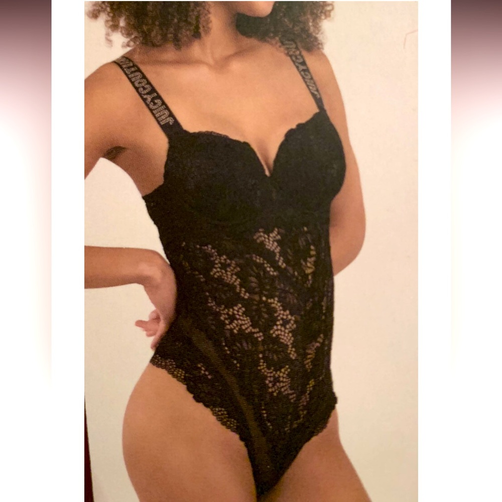 New Juicy Couture lace teddy bodysuit logo rhinestone plus size sexy dominatrix